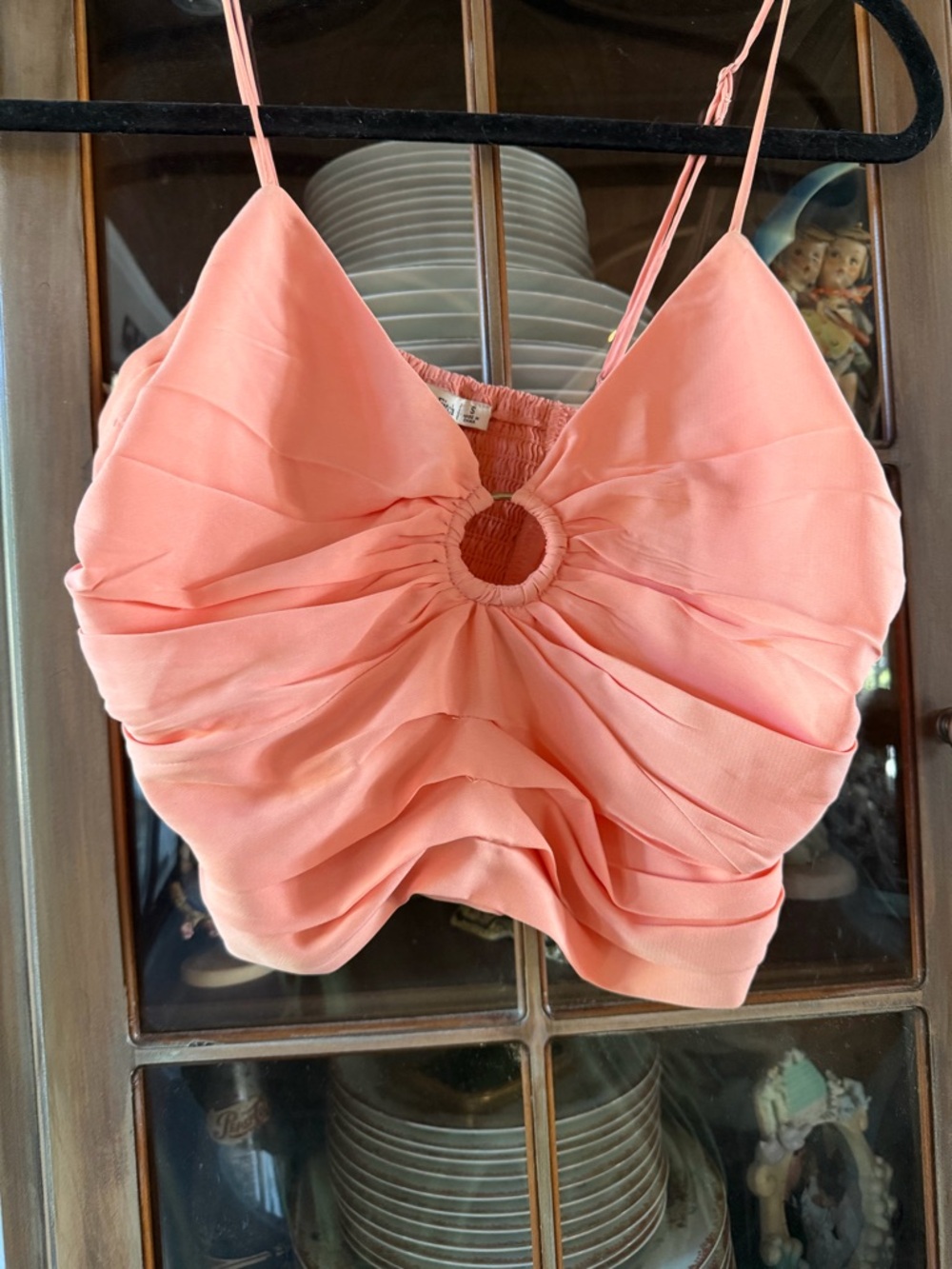 Abercrombie & Fitch Coral Ring-Front Crop Top